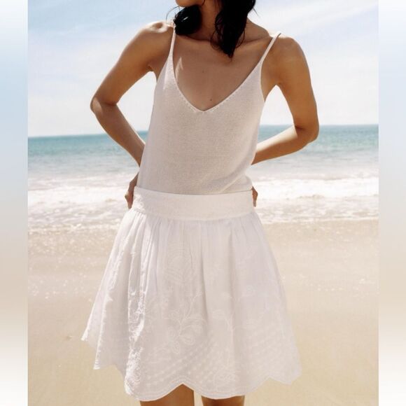 Zara ZW collection embroidered mini skirt